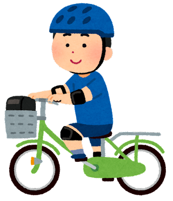 ヘルメットをして自転車に乗る子ども