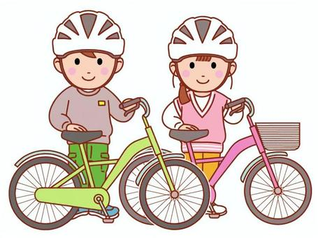 子どもと自転車の絵